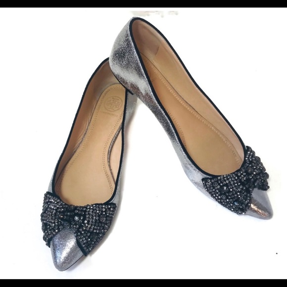 TORY BURCH ‘Vanessa’ Embellished Crystal Bow Flat 5.5 - Picture 13 of 13